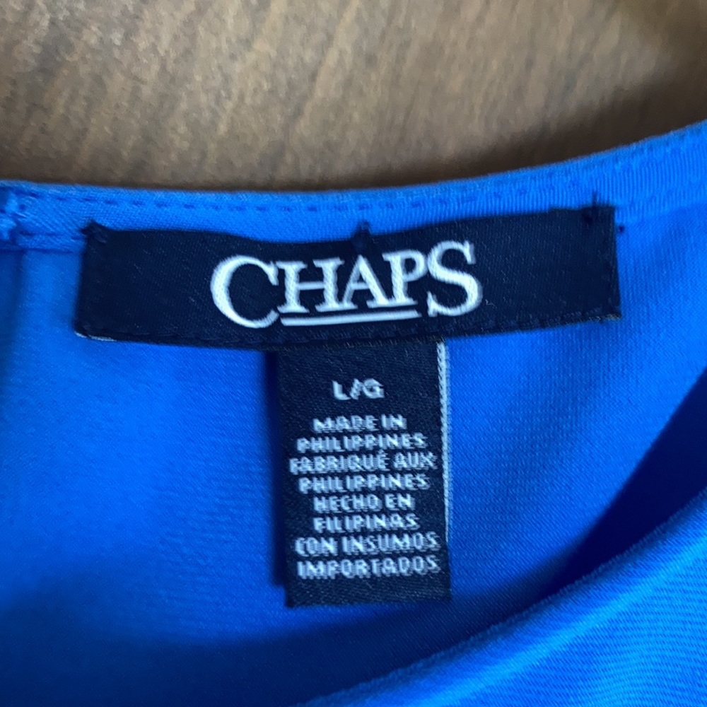 Chaps sleeveless fit and flare dress ties in back size L - Picture 15 of 16